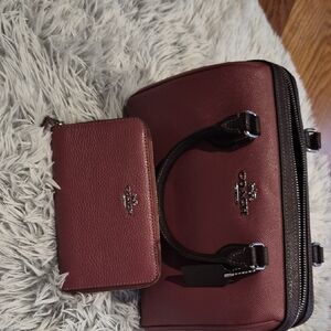 Coach Maroon Satchel and Wallet Set